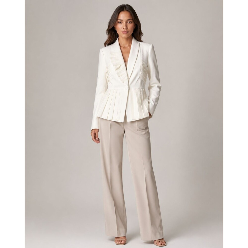 Express White Ruffle Peplum Blazer Jacket Women’s Size L Long Sleeve